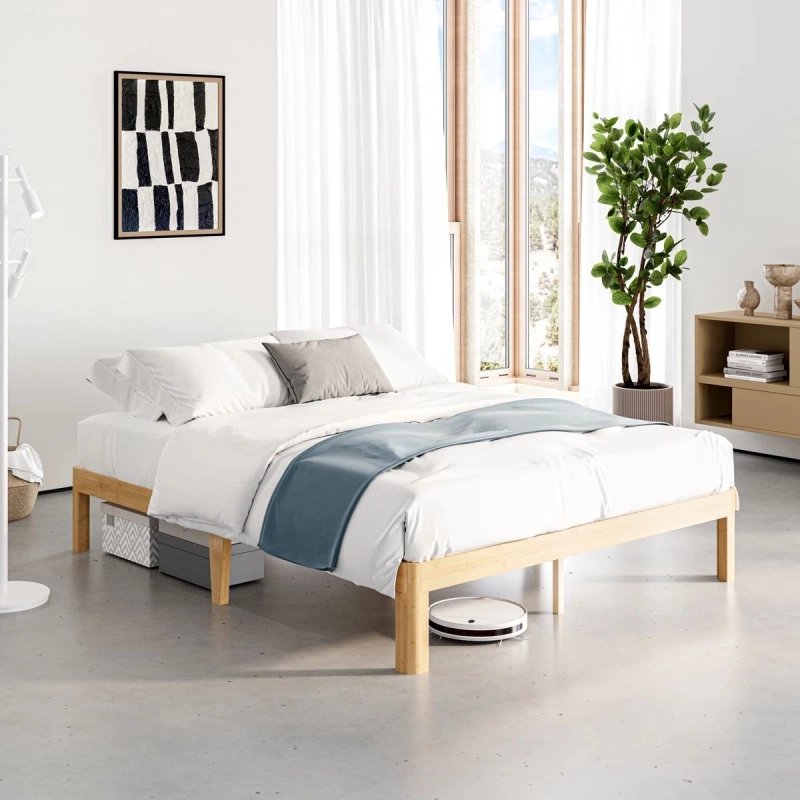 Minimalist Modern Low Profile Wooden Platform Bed Frame