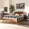 Mid-Century Modern Solid Wood Bed Frame with Headboard