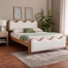 Contemporary Wavy Upholstered Bed Frame Wood Base