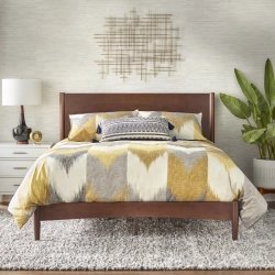 Stylish Mid-Century Modern Solid Wood Platform Bed Frame