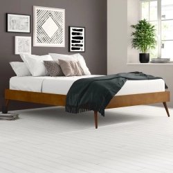 Mid-Century Modern Solid Wood Bedroom Bed Frame