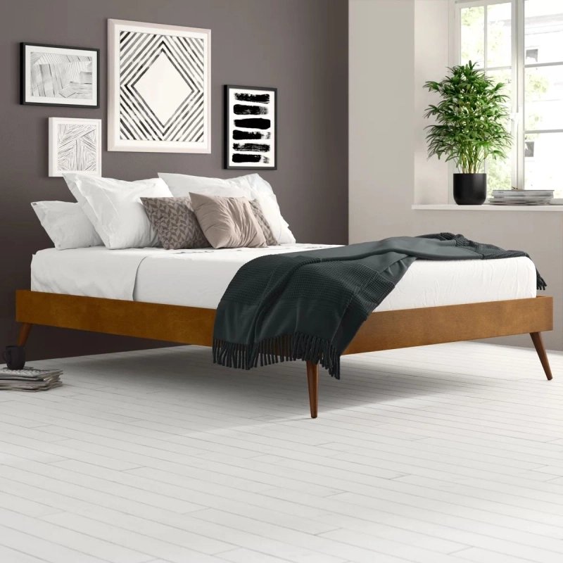 Mid-Century Modern Solid Wood Bedroom Bed Frame Mid-Century Modern Solid Wood Bedroom Bed Frame
