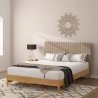 Modern Minimalist Platform Bed Frame with Upholstered Channel Headboard