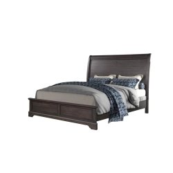 Transitional Sleigh Bed Frame Solid Wood Dark Brown