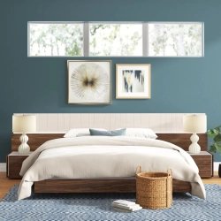 Modern Platform Bed with Integrated Nightstands and Headboard