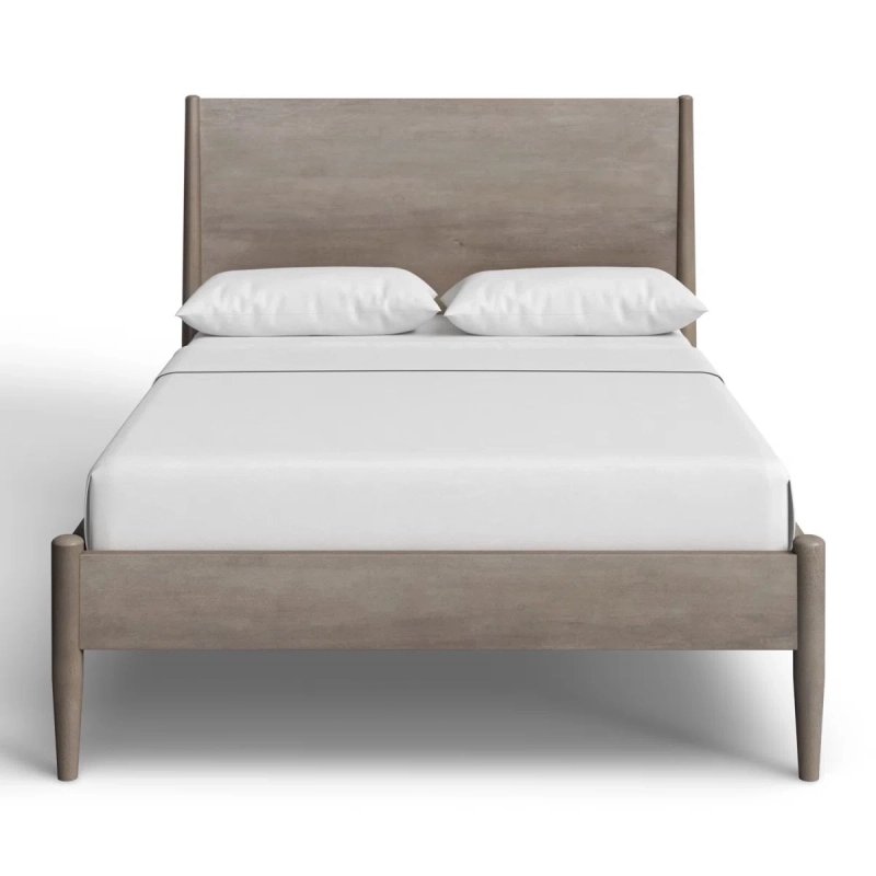 Minimalist Modern Solid Wood Bed Frame with Tapered Legs - Grey Finish Minimalist Modern Solid Wood Bed Frame with Tapered Legs - Grey Finish