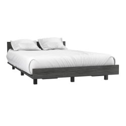 Modern Minimalist Platform Bed Frame Dark Grey Wood Finish