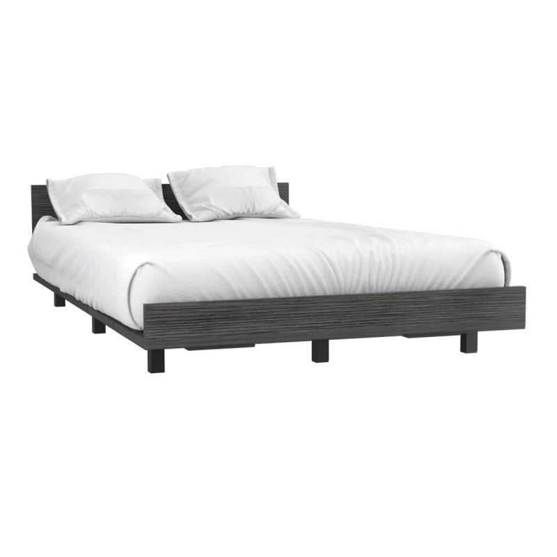 Modern Minimalist Platform Bed Frame Dark Grey Wood Finish Modern Minimalist Platform Bed Frame Dark Grey Wood Finish