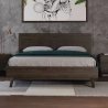 Modern Wooden Platform Bed Frame with Geometric Headboard