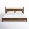 Solid Wood Platform Bed Frame with Headboard, Modern Minimalist Bedroom Furniture