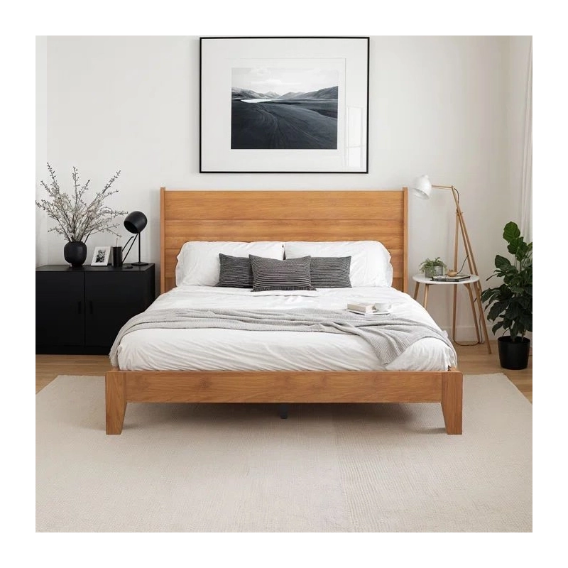 Minimalist Modern Solid Wood Bed Frame with Headboard - Queen Size Minimalist Modern Solid Wood Bed Frame with Headboard - Queen Size
