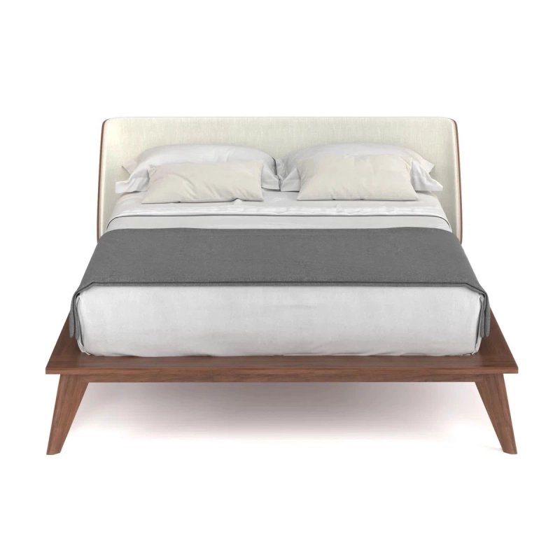 Modern Minimalist Platform Bed with Fabric Headboard and Wooden Frame Modern Minimalist Platform Bed with Fabric Headboard and Wooden Frame