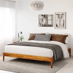 Solid Wood Minimalist Bed Frame Modern Bedroom Furniture