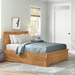 Solid Wood Twin Bed Frame with Storage Drawers