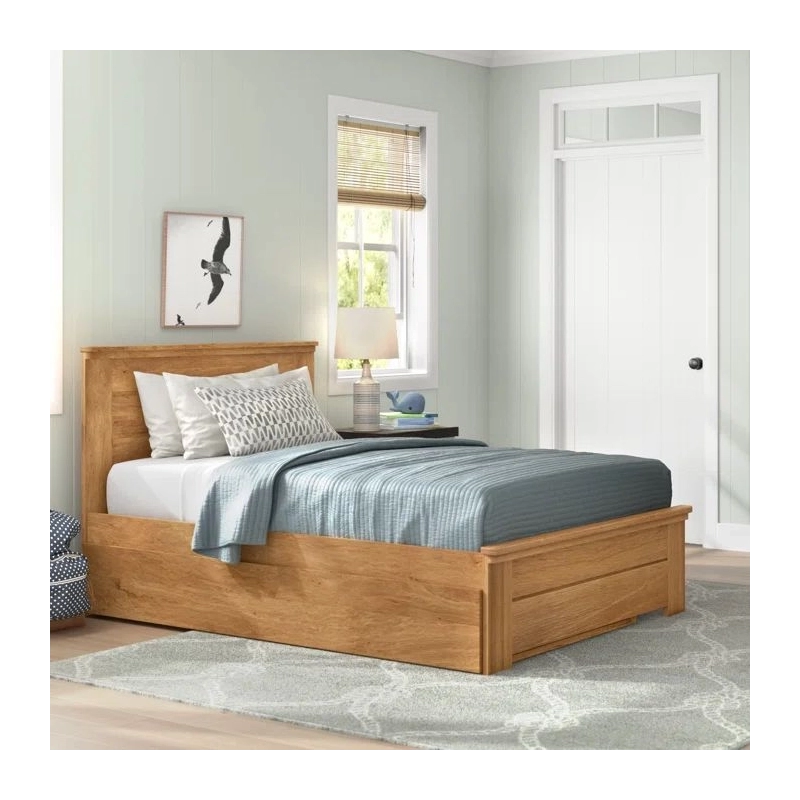 Solid Wood Twin Bed Frame with Storage Drawers