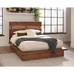 Solid Wood Platform Bed with Live Edge Headboard and Butterfly Joints