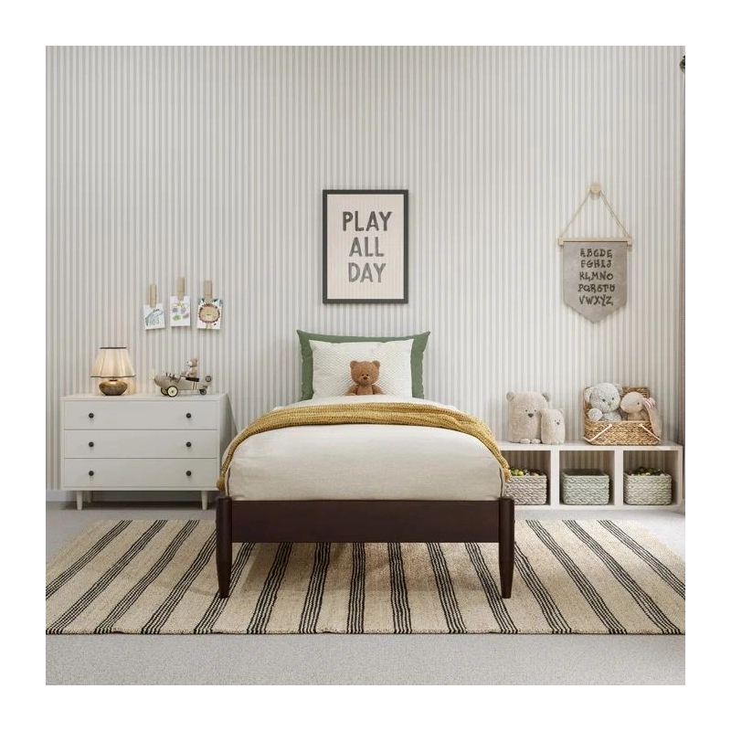 Minimalist Modern Dark Brown Solid Wood Kids Bed Frame Minimalist Modern Dark Brown Solid Wood Kids Bed Frame