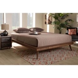 Mid-Century Modern Wood Platform Bed Frame