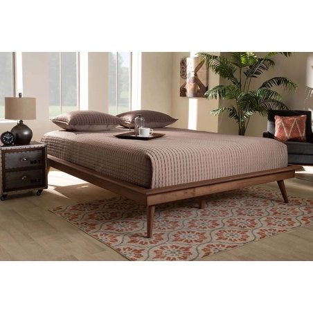 Mid-Century Modern Wood Platform Bed Frame