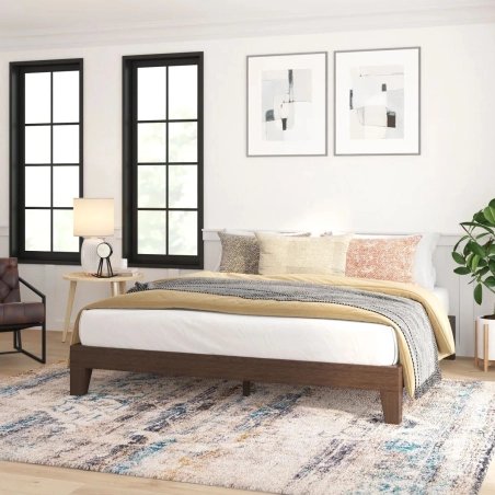 Modern Minimalist Wooden Platform Bed Frame