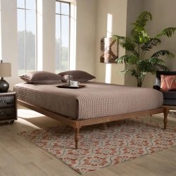 Solid Wood Platform Bed Frame, Mid-Century Modern Style