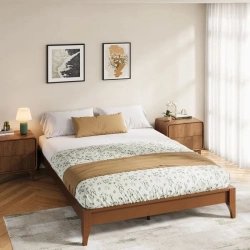 Solid Wood Platform Bed Frame Minimalist Modern Bedroom Furniture