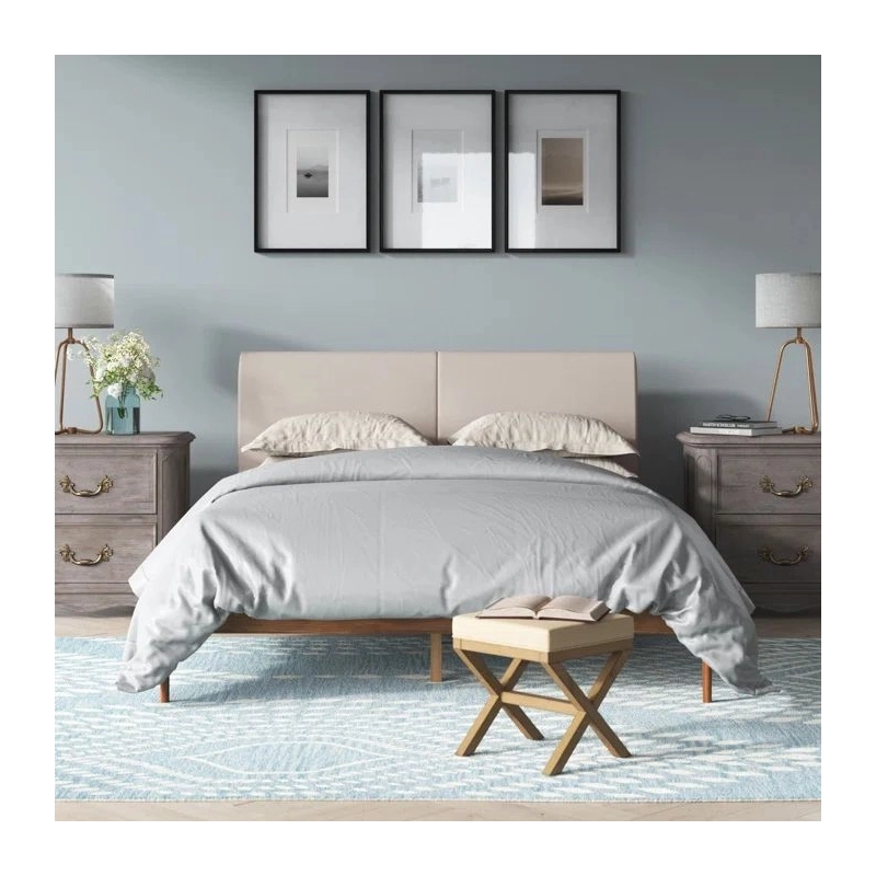 Modern Minimalist Platform Bed Frame with Upholstered Headboard | Bedroom Furniture Modern Minimalist Platform Bed Frame with Upholstered Headboard | Bedroom Furniture