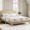 Modern Light Wood Bed Frame with Elegant Floral Bedding Set