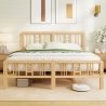 Solid Wood Platform Bed Frame with Slatted Headboard and Footboard