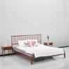 Mid-Century Modern Solid Wood Bed Frame and Nightstand Set