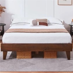 Minimalist Modern Solid Wood Platform Bed Frame King Size