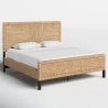 Coastal Woven Rattan Pattern Queen Bed Frame | Handcrafted Bedroom Furniture