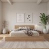 Minimalist Modern Wooden Bed Frame with Integrated Nightstands