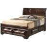Elegant Dark Brown Wooden Sleigh Bed Frame with Storage Drawers