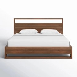 Modern Minimalist Solid Wood Bed Frame with Headboard