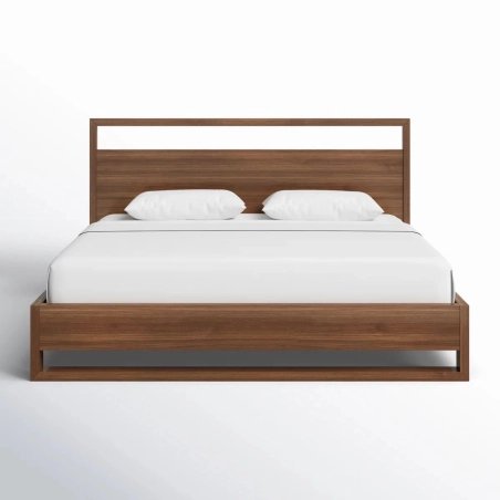 Modern Minimalist Solid Wood Bed Frame with Headboard