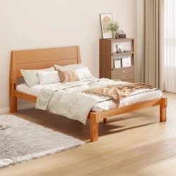 Solid Wood Minimalist Bed Frame for Bedroom