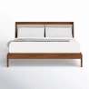 Modern Solid Wood Bed Frame with Upholstered Headboard