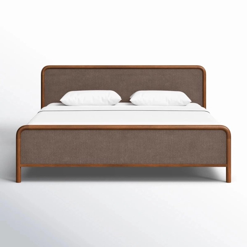 Minimalist Modern Upholstered Bed Frame with Solid Wood Legs Minimalist Modern Upholstered Bed Frame with Solid Wood Legs