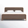 Minimalist Modern Upholstered Bed Frame with Solid Wood Legs