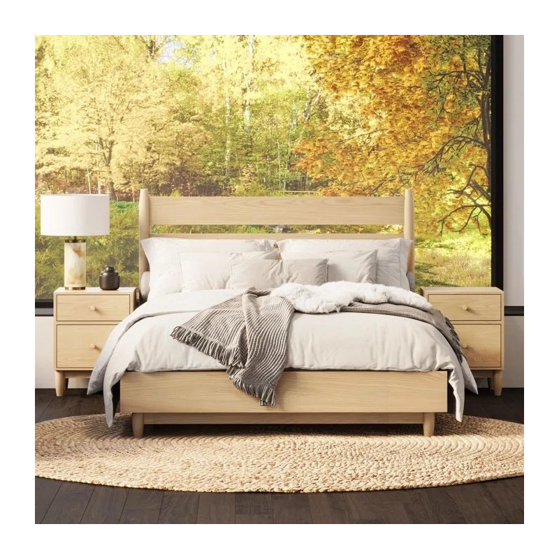 Minimalist Solid Wood Bed Frame and Nightstands | Modern Bedroom Furniture Set Minimalist Solid Wood Bed Frame and Nightstands | Modern Bedroom Furniture Set