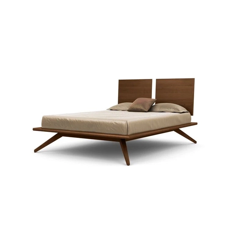 Modern Solid Wood Platform Bed Frame with Slatted Headboard Modern Solid Wood Platform Bed Frame with Slatted Headboard
