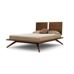 Modern Solid Wood Platform Bed Frame with Slatted Headboard