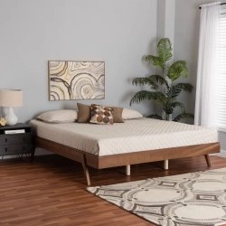Mid-Century Modern Solid Wood Platform Bed Frame