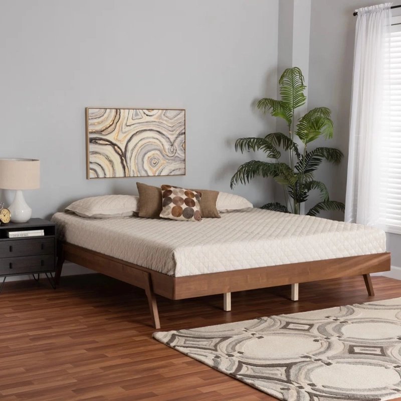 Mid-Century Modern Solid Wood Platform Bed Frame Mid-Century Modern Solid Wood Platform Bed Frame