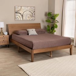 Mid-Century Modern Solid Wood Platform Bed Frame