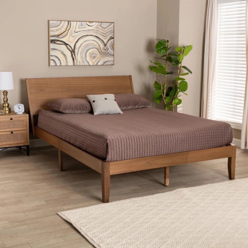Mid-Century Modern Solid Wood Platform Bed Frame Mid-Century Modern Solid Wood Platform Bed Frame