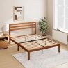 Minimalist Solid Wood Bed Frame with Slatted Headboard