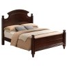 Classic Dark Brown Wooden Bed with Elegant Headboard and Footboard