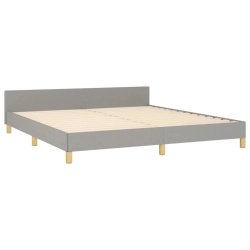 Minimalist Grey Fabric Upholstered Bed Frame Durable Wood Legs